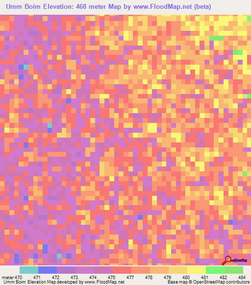 Umm Boim,Sudan Elevation Map