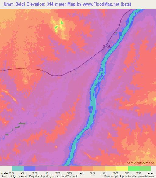 Umm Belgi,Sudan Elevation Map