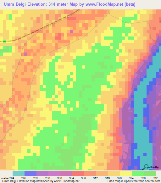 Umm Belgi,Sudan Elevation Map