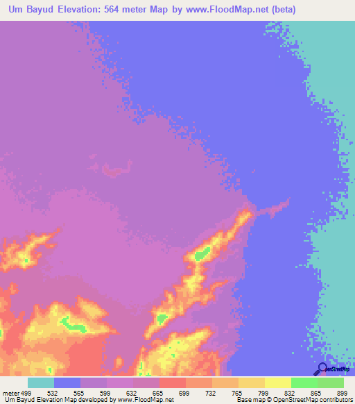 Um Bayud,Sudan Elevation Map