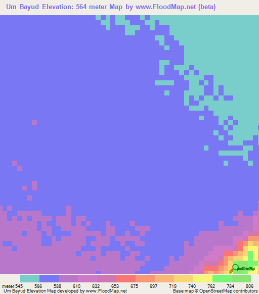 Um Bayud,Sudan Elevation Map