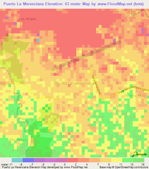Puerto La Merenciana,Ecuador Elevation Map