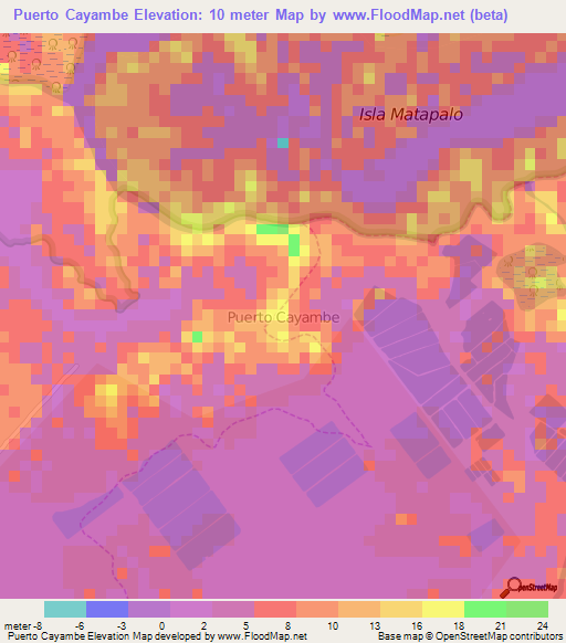 Puerto Cayambe,Ecuador Elevation Map