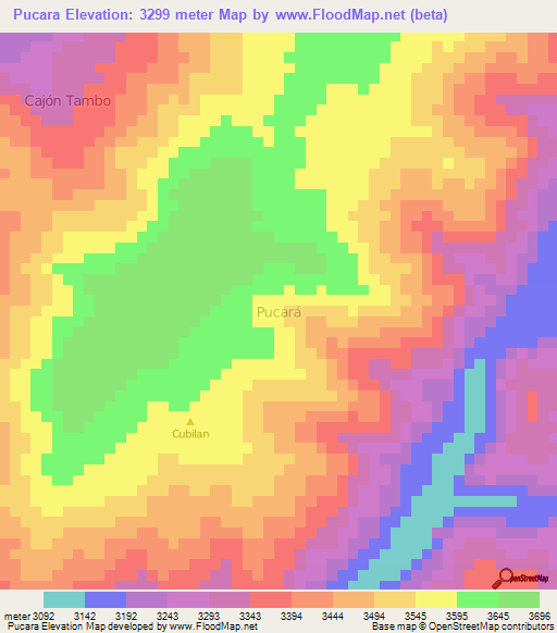 Pucara,Ecuador Elevation Map