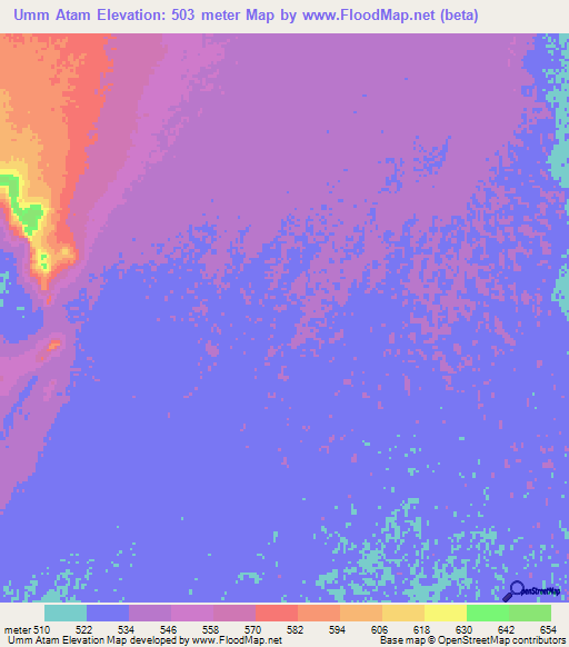 Umm Atam,Sudan Elevation Map