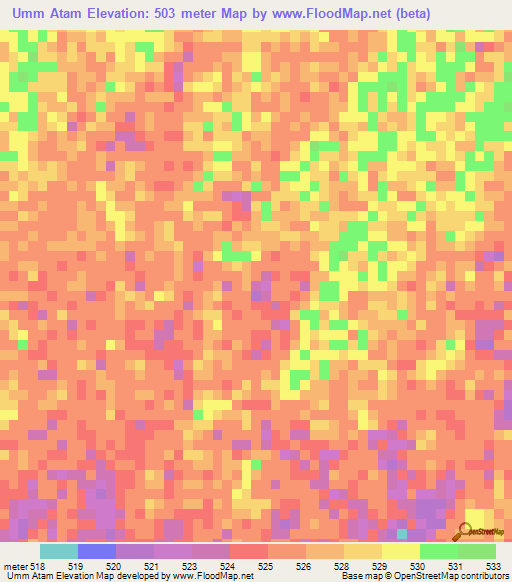 Umm Atam,Sudan Elevation Map