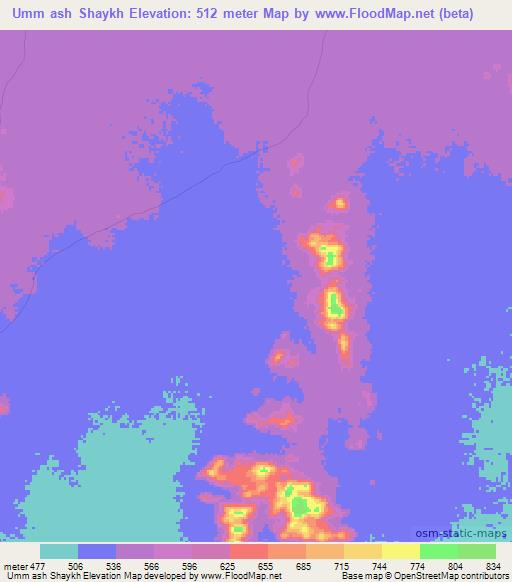 Umm ash Shaykh,Sudan Elevation Map