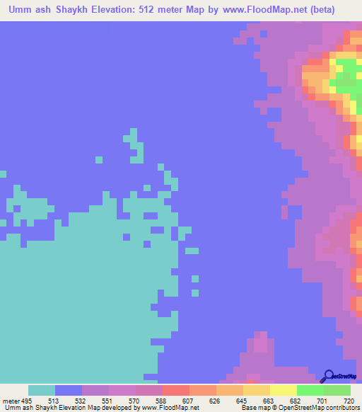 Umm ash Shaykh,Sudan Elevation Map