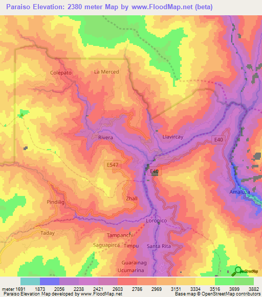 Paraiso,Ecuador Elevation Map