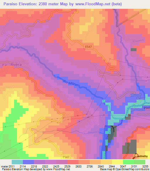 Paraiso,Ecuador Elevation Map