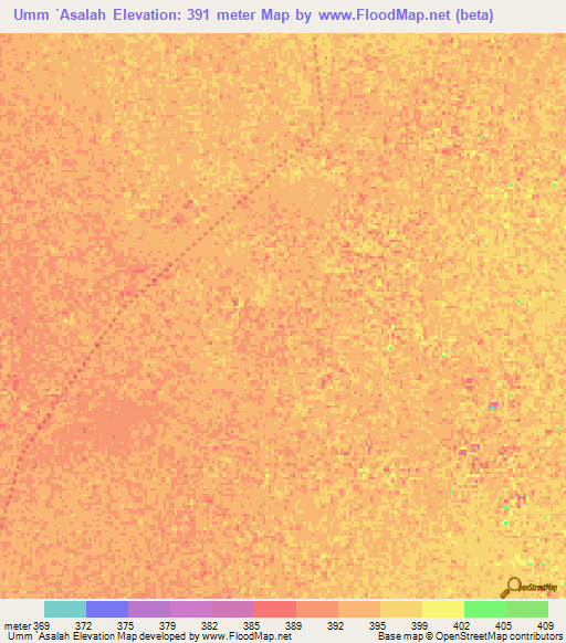 Umm `Asalah,Sudan Elevation Map