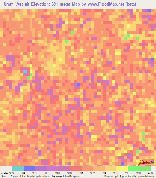 Umm `Asalah,Sudan Elevation Map
