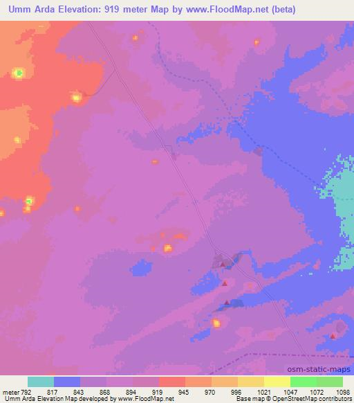 Umm Arda,Sudan Elevation Map