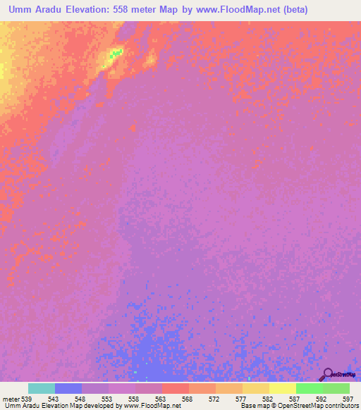 Umm Aradu,Sudan Elevation Map