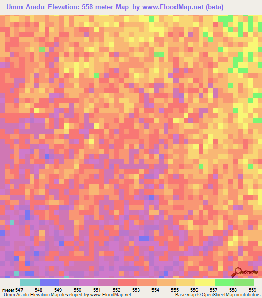Umm Aradu,Sudan Elevation Map