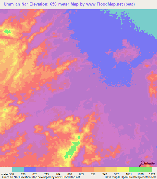 Umm an Nar,Sudan Elevation Map