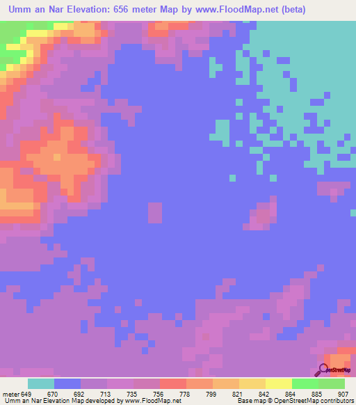 Umm an Nar,Sudan Elevation Map