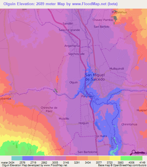 Olguin,Ecuador Elevation Map