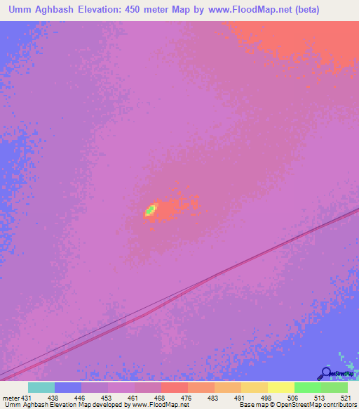 Umm Aghbash,Sudan Elevation Map
