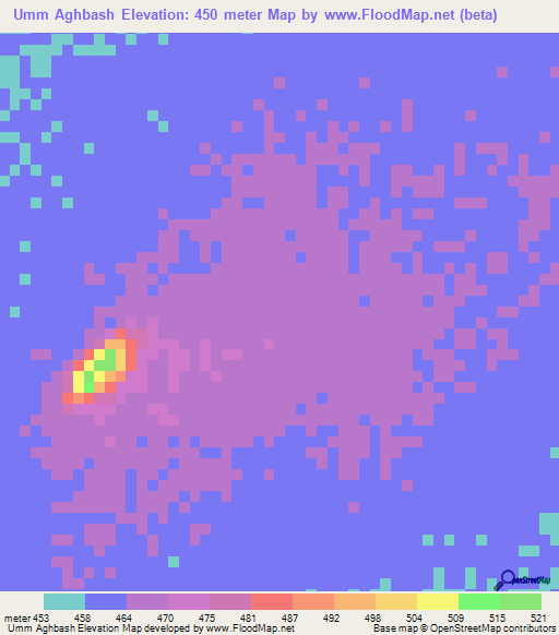 Umm Aghbash,Sudan Elevation Map