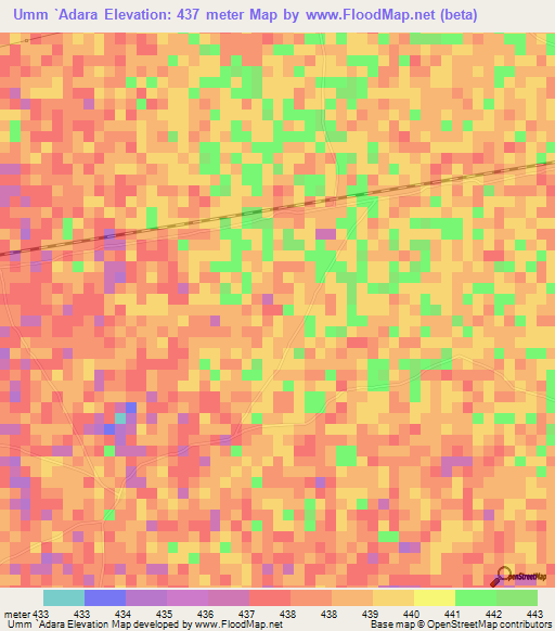 Umm `Adara,Sudan Elevation Map