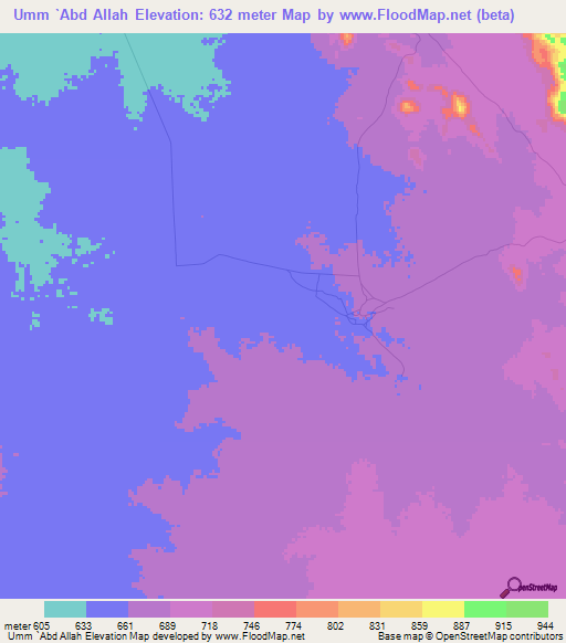 Umm `Abd Allah,Sudan Elevation Map