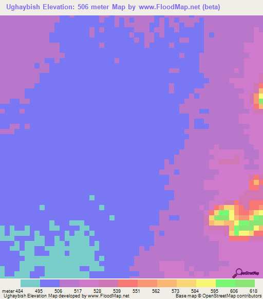Ughaybish,Sudan Elevation Map