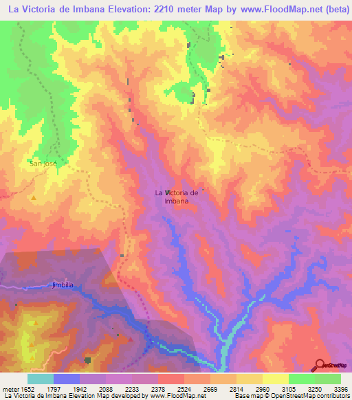 La Victoria de Imbana,Ecuador Elevation Map