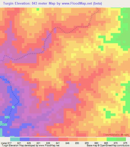 Turgin,Sudan Elevation Map