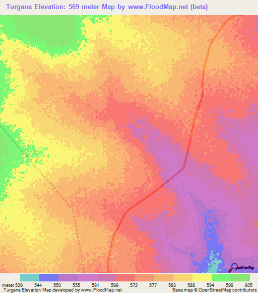 Turgana,Sudan Elevation Map
