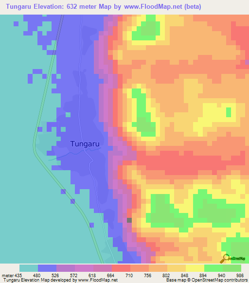 Tungaru,Sudan Elevation Map
