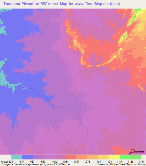 Tungarsa,Sudan Elevation Map