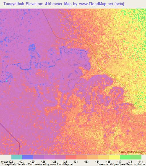 Tunaydibah,Sudan Elevation Map