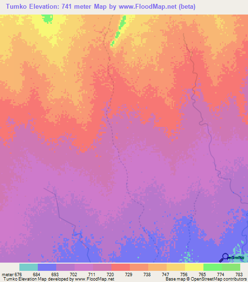 Tumko,Sudan Elevation Map