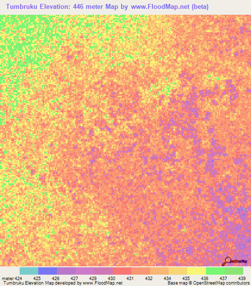 Tumbruku,Sudan Elevation Map