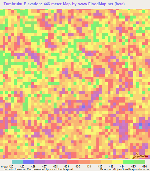 Tumbruku,Sudan Elevation Map