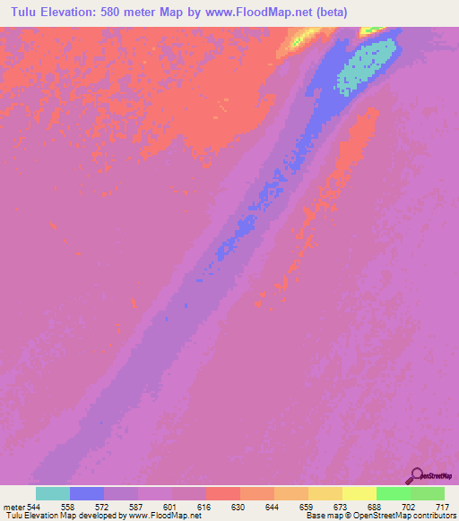 Tulu,Sudan Elevation Map