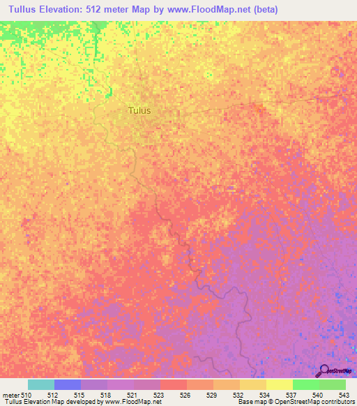 Tullus,Sudan Elevation Map