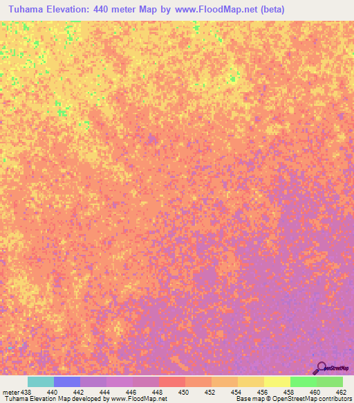 Tuhama,Sudan Elevation Map