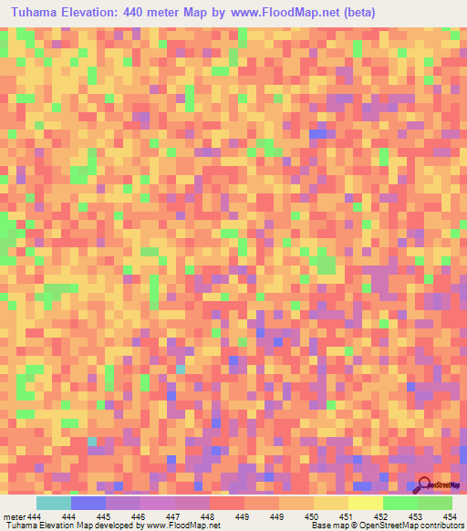Tuhama,Sudan Elevation Map