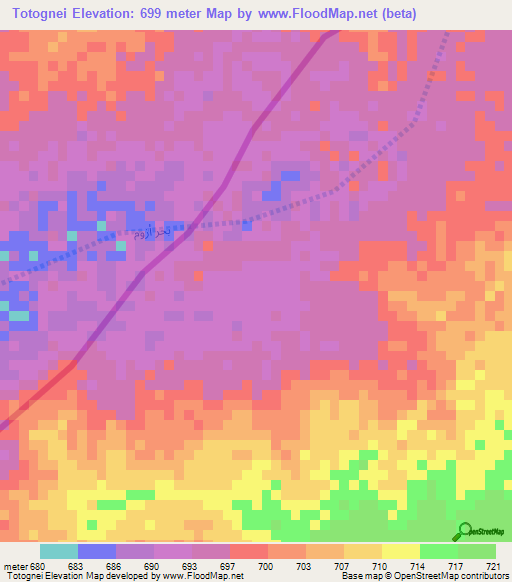 Totognei,Sudan Elevation Map