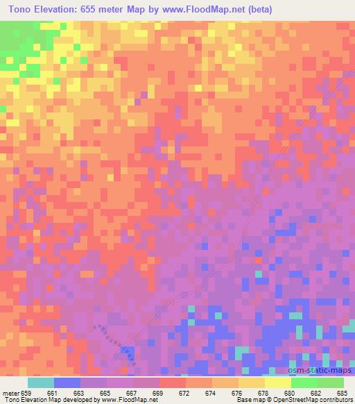 Tono,Sudan Elevation Map