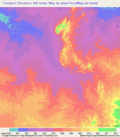Tonigerri,Sudan Elevation Map