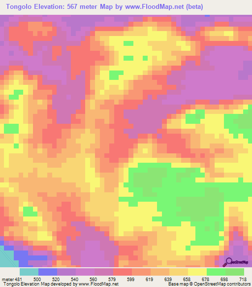 Tongolo,Sudan Elevation Map