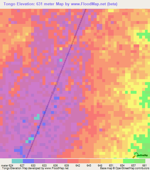 Tongo,Sudan Elevation Map