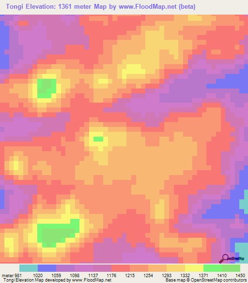 Tongi,Sudan Elevation Map
