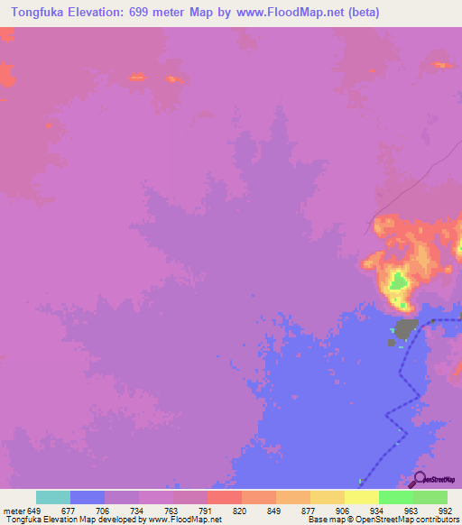 Tongfuka,Sudan Elevation Map