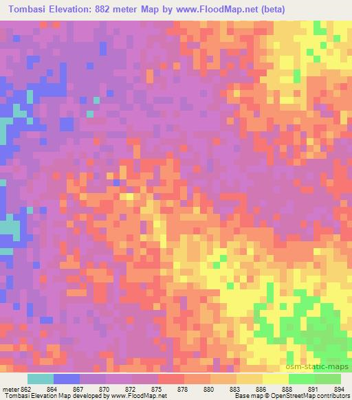 Tombasi,Sudan Elevation Map