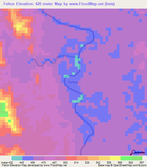 Felton,Ecuador Elevation Map