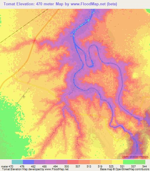 Tomat,Sudan Elevation Map